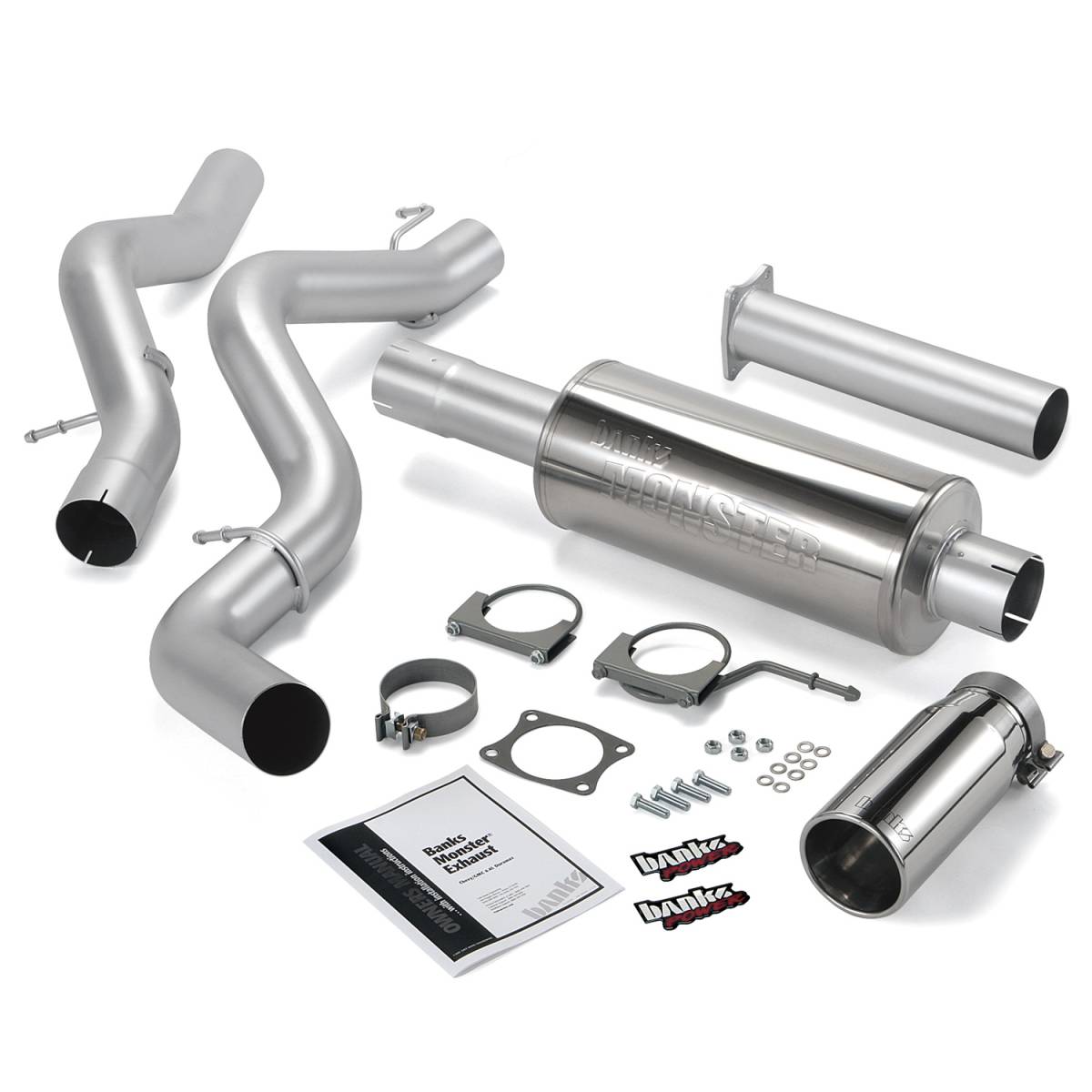 Image of Banks Power Monster Exhaust System Single Exit Chrome Round Tip 06-07 Chevy 6.6L SCLB