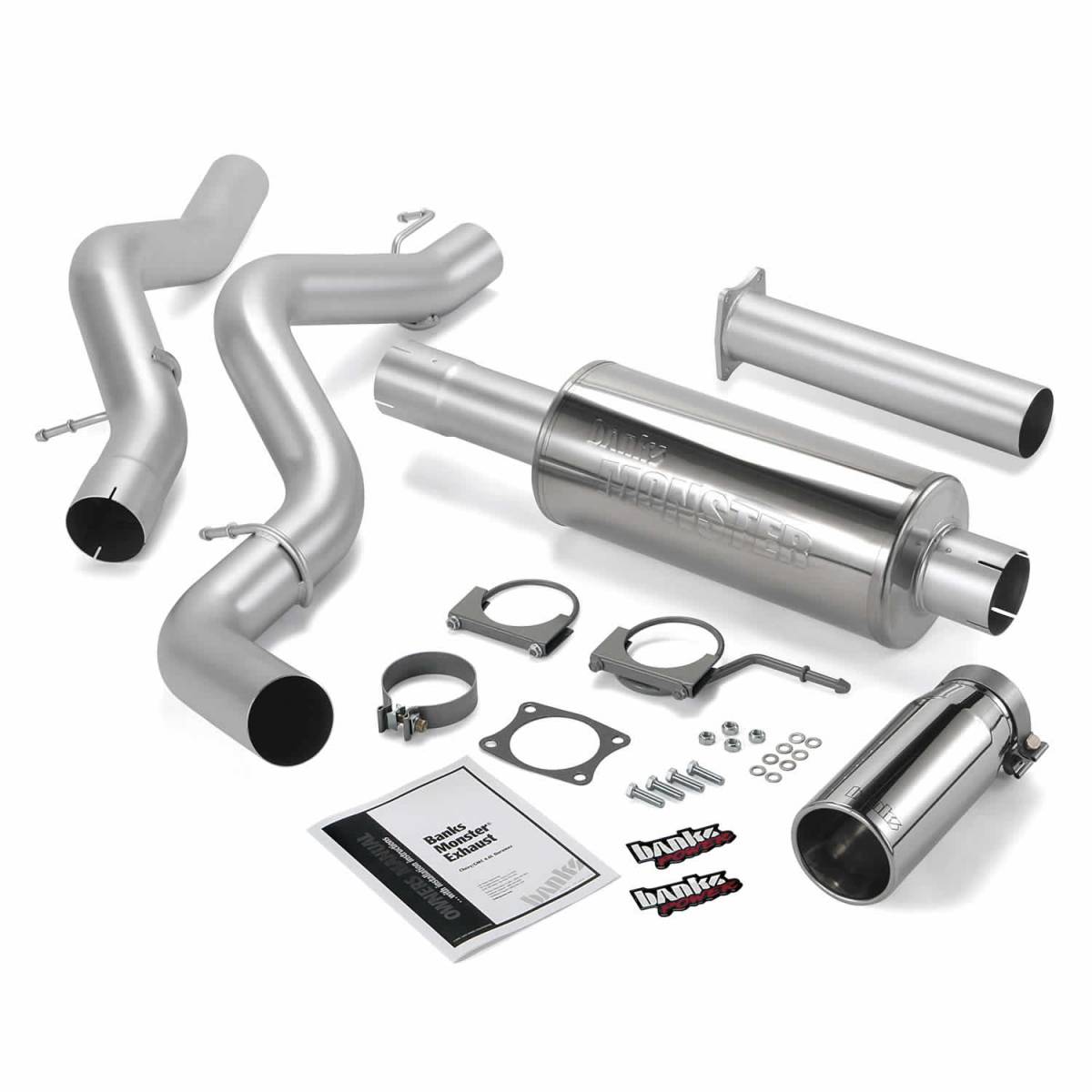 Image of Banks Power Monster Exhaust System Single Exit Chrome Tip 02-05 Chevy 6.6L EC/CCSB