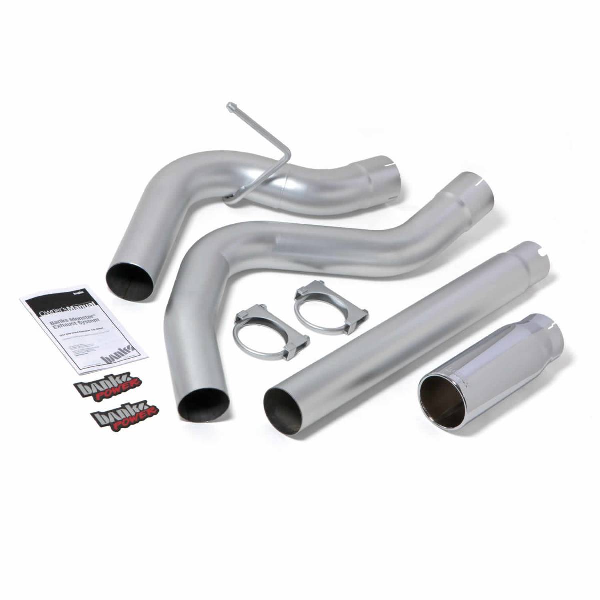 Image of Banks Power Monster Exhaust System Single Exit Chrome Tip 14-19 Ram 1500 3.0L EcoDiesel