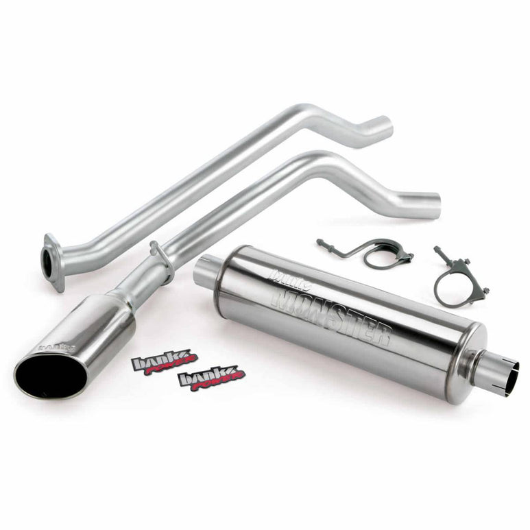 Image of Banks Power Monster Exhaust System Single Side Exit Chrome Ob Round Tip 14-18 Chevy 5.3L CCSB