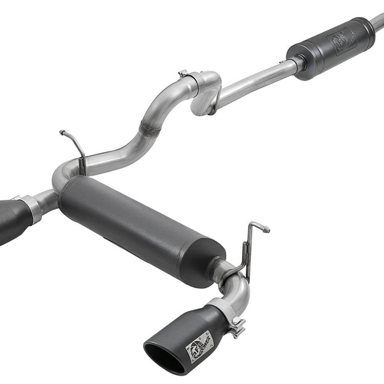 Image of aFe Power Rebel Series 2.5" 304 Stainless Steel Cat-Back Exhaust System With Black Tips For 18-20 Jeep Wrangler JL 4 Door