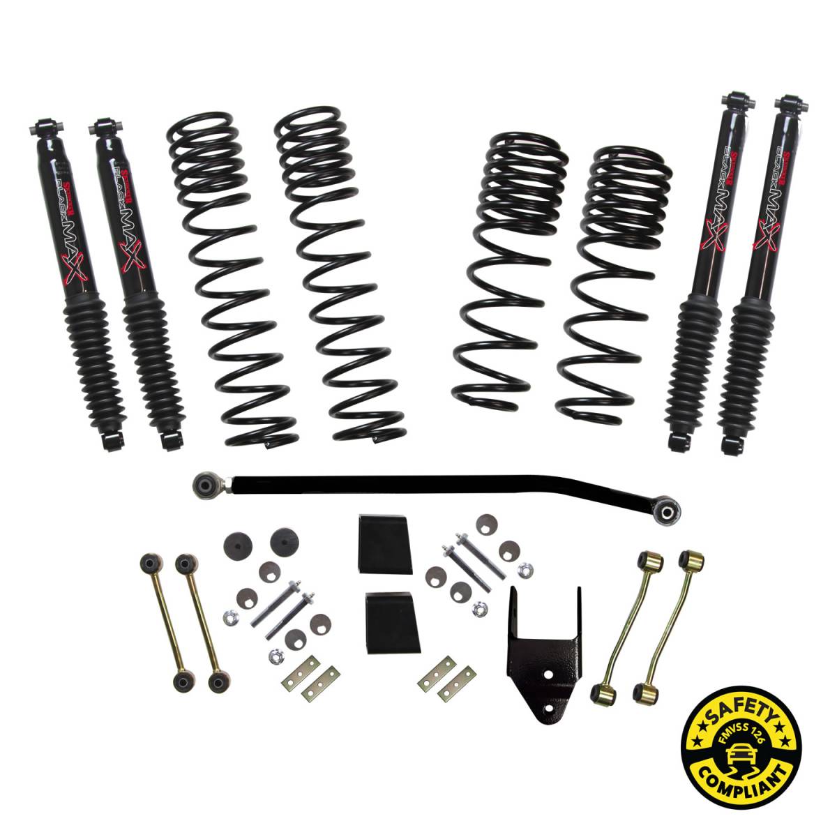 Image of Skyjacker Dual Rate Long Travel 3.5-4" Lift Kit System with Black MAX Shocks For 18-20 Jeep Wrangler JL Unlimited Four Door
