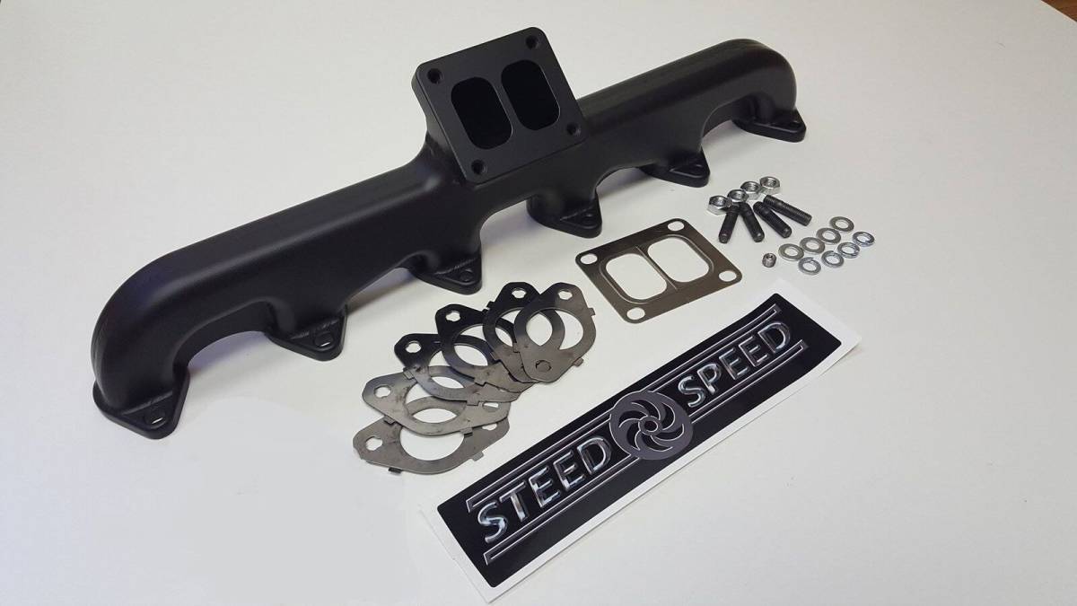 Image of Steed Speed T3 Angled Turbo Flange Manifold With Wastegate For 94-98 5.9L Cummins
