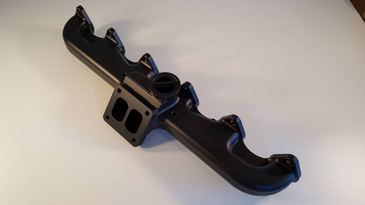 Image of Steed Speed T3 Twin Turbo Flange Manifold With Inverted Wastegate For 98.5-02 5.9L Cummins