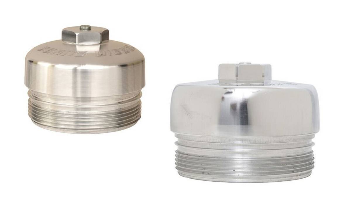 Image of Bean Machine Billet Aluminum Upper Fuel Filter Cap & Oil Filter Cap For 08-10 6.4L Powerstroke