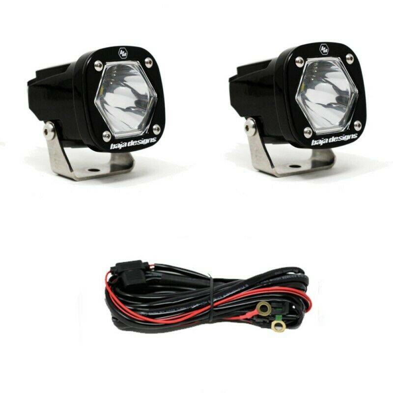 Image of Baja Designs 387801 S1 Spot LED Clear Lens Light Pair with Mounting Bracket