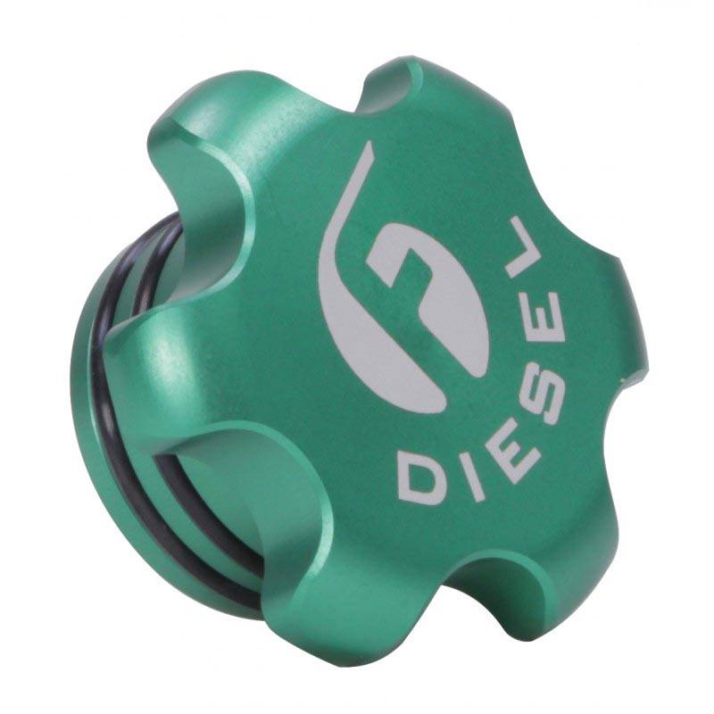 Image of Fleece Performance Green Billet Aluminum Fuel Cap For 13-19 6.7L Cummins