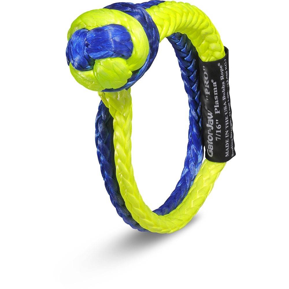 Image of Bubba Rope 7/16" Blue & Yellow Gator Jaw Pro Synthetic Shackle 52,300 Pound Breaking Strength
