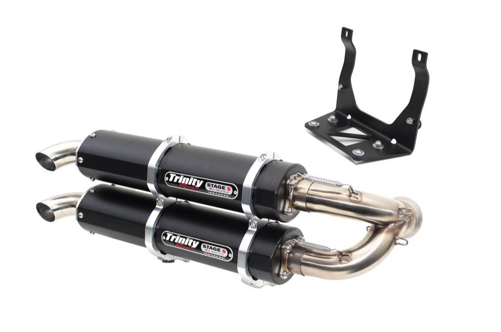 Image of Trinity Racing Slip-On Black Dual Exhaust For 17-23 Can-Am Maverick X3
