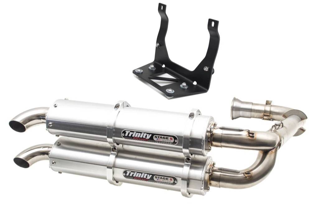 Image of Trinity Racing Full Brushed Dual Exhaust For 17-20 Can-Am Maverick X3