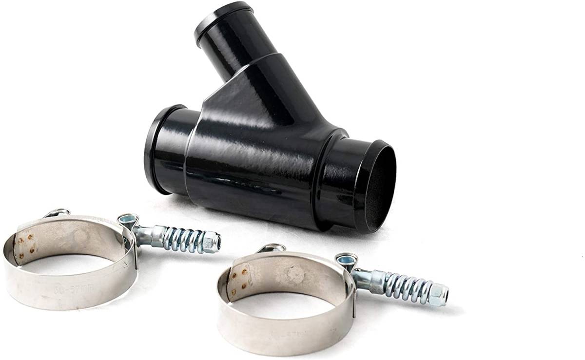Image of Rudy's Black Weldless Dual Radiator Coolant Y-Pipe For 13-19 6.7 Cummins