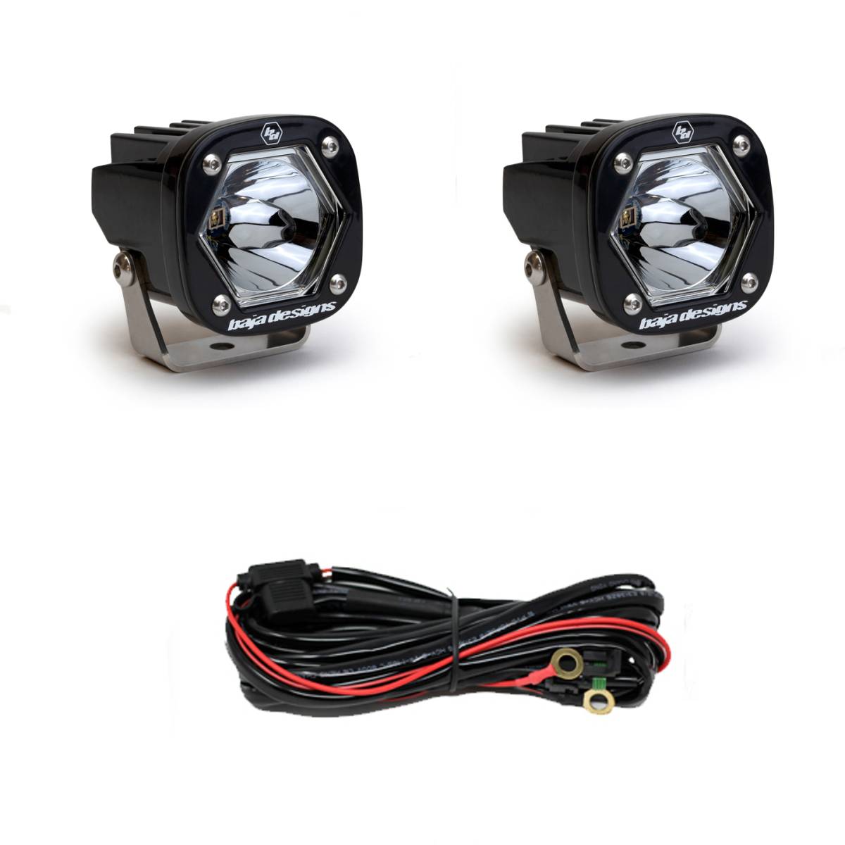 Image of Baja Designs S1 Black Pod Spot Laser Light With Mounting Bracket - Pair