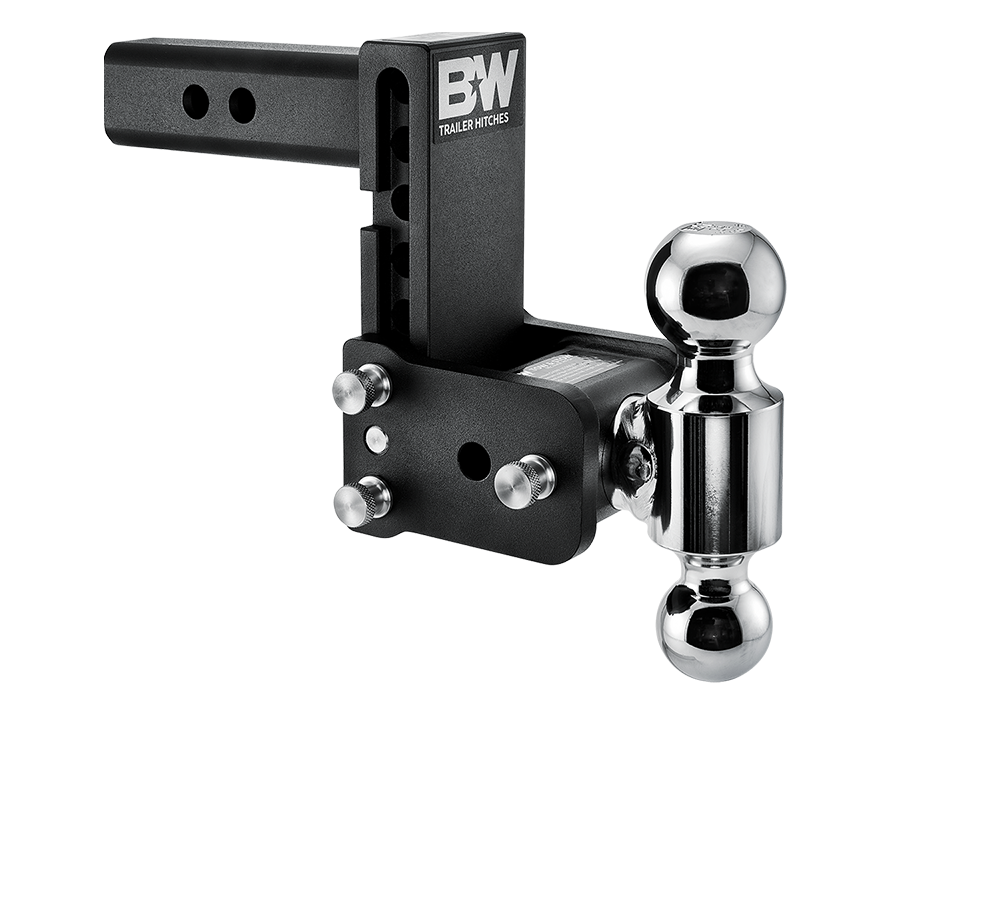 Image of B&W 10,000LBS Black Tow & Stow 2 Ball Trailer Hitch With 5" Drop - 2" Receiver