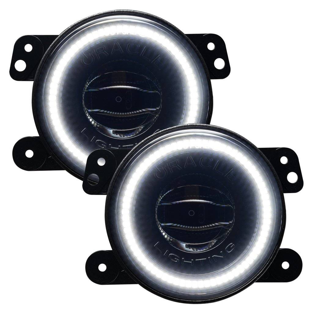 Image of Oracle Lighting LED White Halo Fog Lights For 07-20 Jeep Wrangler & Gladiator