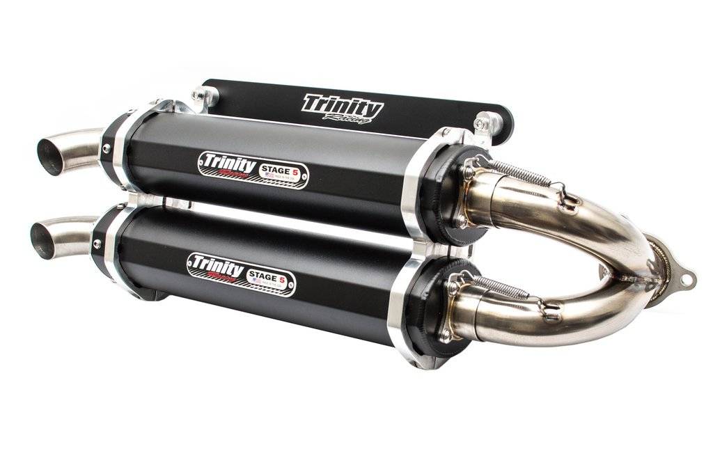 Image of Trinity Racing Slip-On Black Dual Exhaust For 16-21 Polaris RZR Turbo XP/XP4