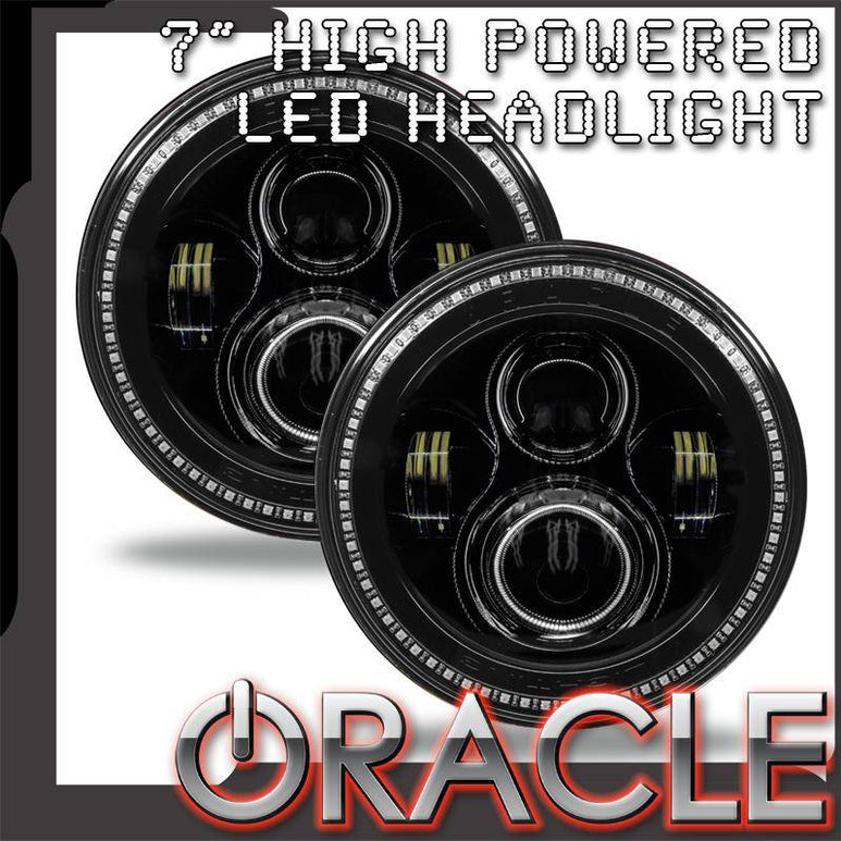 Image of Oracle 7" Black Dynamic ColorSHIFT LED Headlights For 18-20 Jeep Wrangler & Gladiator