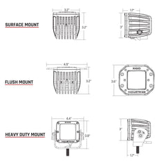 Image of Rigid Industries Diffused Rear Facing High/Low Surface Mount Amber Pair D-Series Pro 90151