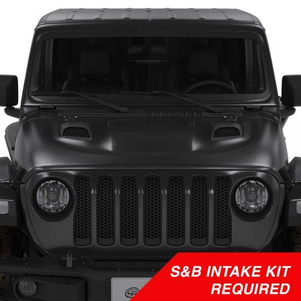 Image of S&B Air Hood Scoop System for 18-20 Wrangler JL Rubicon 2.0L, 3.6L, 2020 Jeep Gladiator 3.6L S&B Intake Required AS-1014