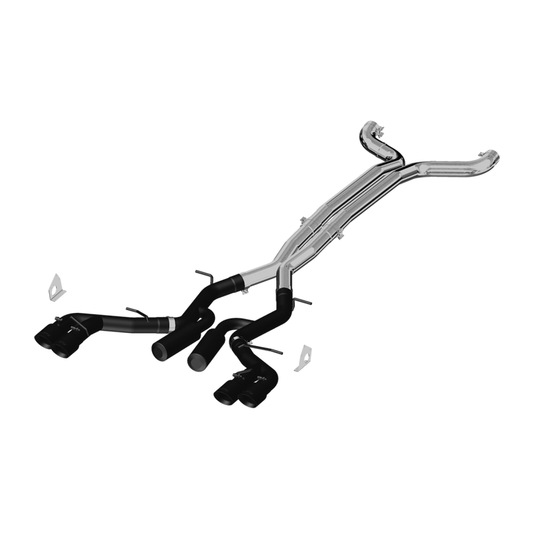 Image of MBRP 3 Inch Dual Cat Back Exhaust System Quad Tips Black Coated Race Version For 16-20 Chevrolet Camaro, V8 6.2L 6 Speed Coupe Only 17-20 Chevrolet Camaro ZL1- Coupe Only S7033BLK
