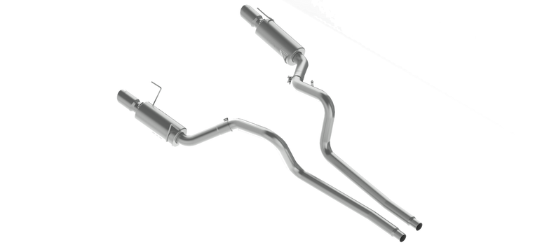Image of MBRP Dual Mufflers Cat Back Exhaust System Dual Split Rear Street Version T304 Stainless Steel 4 Inch Tips For 05-09 Ford Mustang GT 4.6L 07-10 Ford Shelby GT500 S7269409