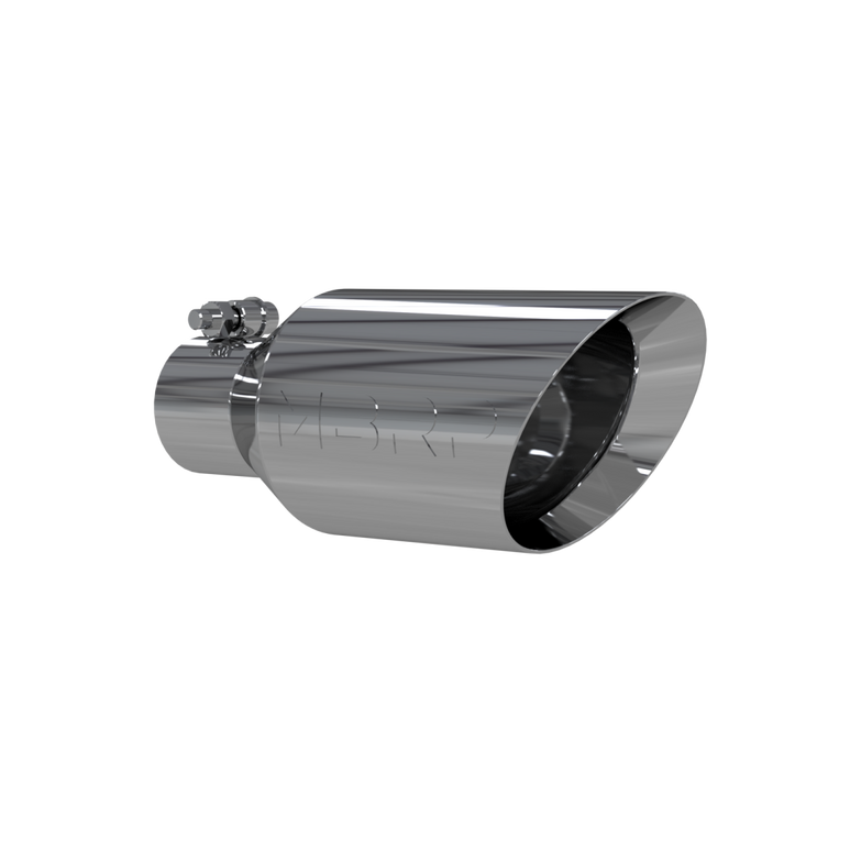 Image of MBRP Exhaust Tip 4 1/2 Inch O.D. Dual Wall Angle Rolled End 2.5 Inch Inlet 11 Inch Length T304 Stainless Steel T5161
