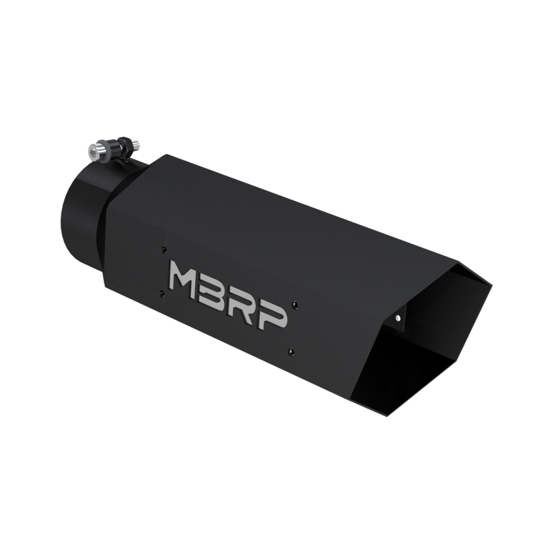 Image of MBRP Universal 5 Inch Hexagon Shaped W/Back Plate Black Series Exhaust Tip T5164BLK