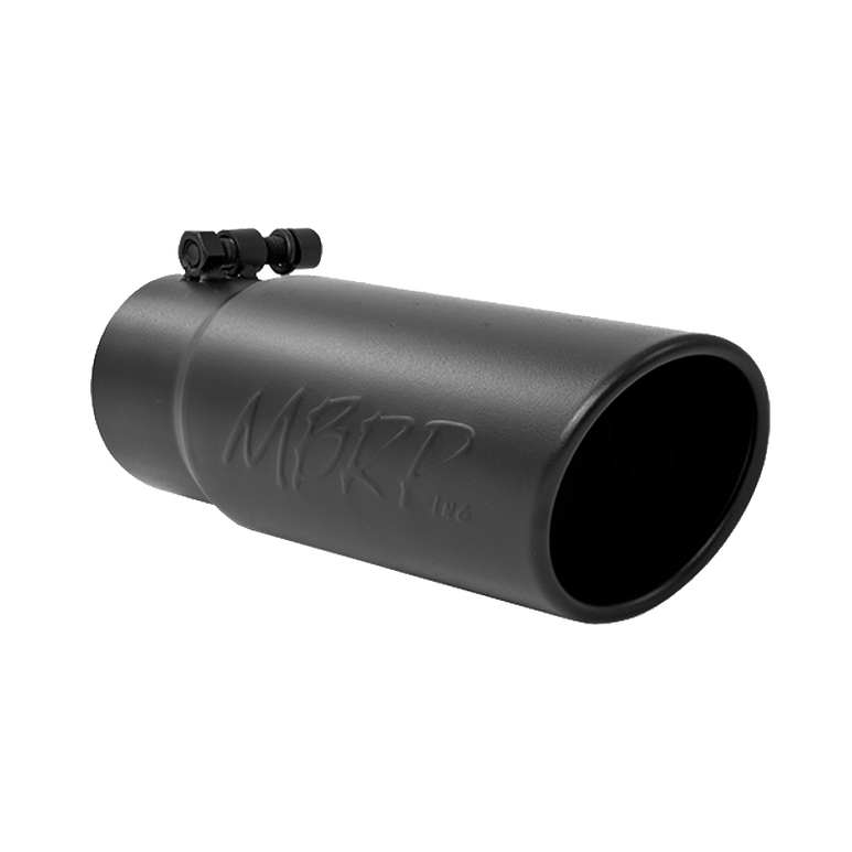 Image of MBRP Exhaust Tip 3 1/2 Inch O.D. Angled Rolled End 3 Inch Inlet 10 Inch Length Black T304 Stainless Steel T5115BLK