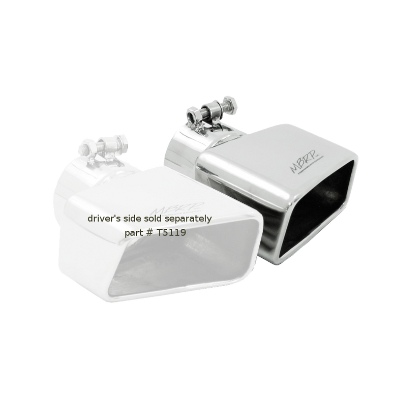 Image of MBRP Exhaust Tip 4 3/4 Inch X 3 Inch ID Rectangle Angled Cut 3 Inch O.D. Inlet Passenger Side 7 3/8 Inch Length T304 Stainless Steel T5120
