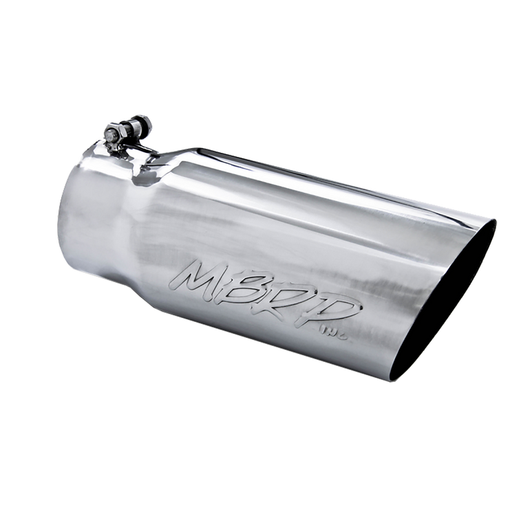 Image of MBRP Exhaust Tail Pipe Tip 5 Inch O.D. Angled Single Walled 4 Inch Inlet 12 Inch Length T304 Stainless Steel T5052