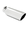 Image of MBRP 4 Inch OD 2.25 Inch Inlet 12 Inch Length Exhaust Tail Pipe Tip Angled Cut Rolled End Clampless No Weld T304 Stainless Steel T5149