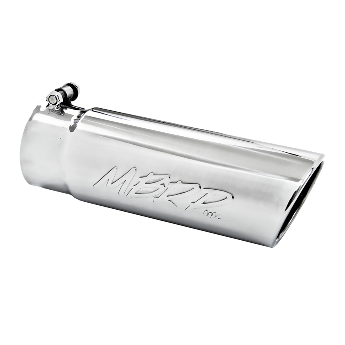 Image of MBRP Exhaust Tip 4 Inch O.D. Angled Rolled End 3 1/2 Inch Inlet 12 Inch Length T304 Stainless Steel T5112
