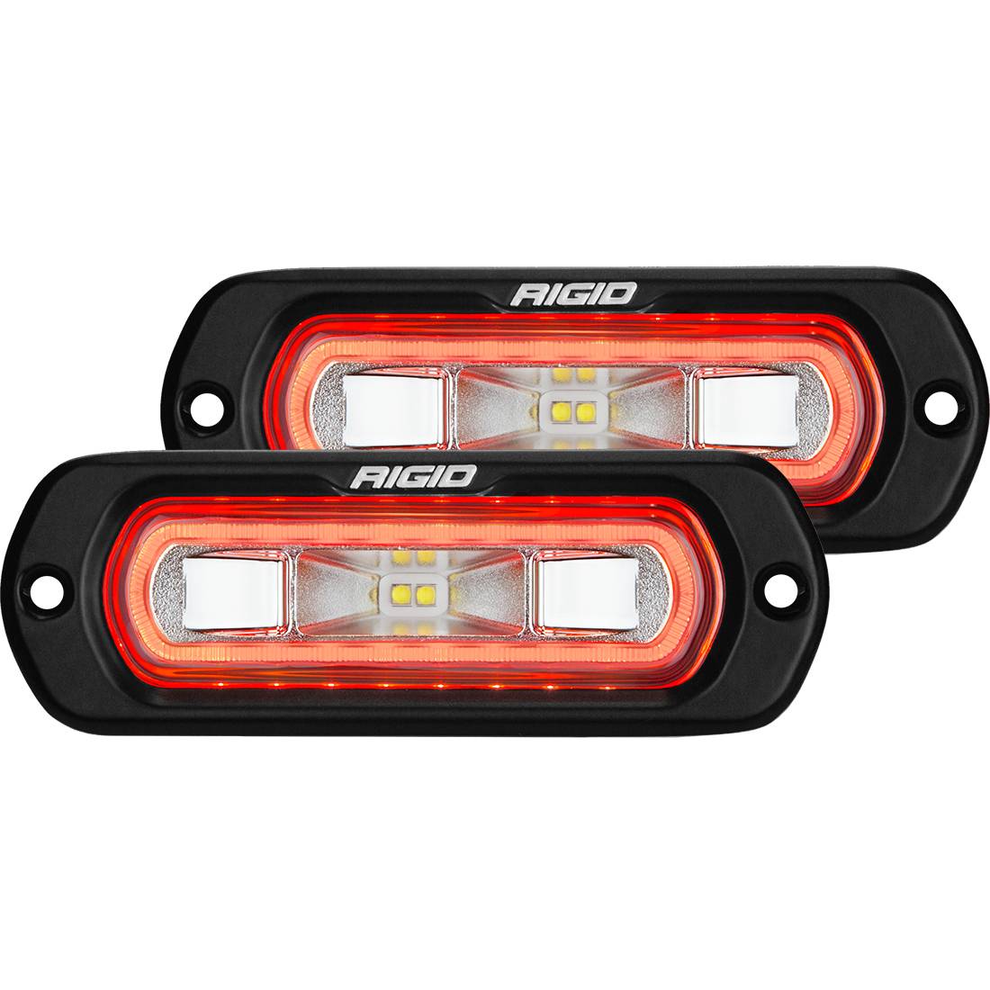 Image of Rigid Industries SR-L Series Off-Road Spreader Pod 3 Wire Flush Mount With Amber Halo Pair 53223