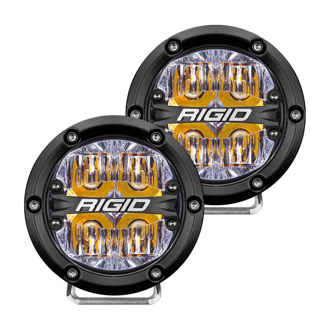 Image of Rigid Industries 360-Series 4 Inch Led Off-Road Drive Beam Amber Backlight Pair 36118