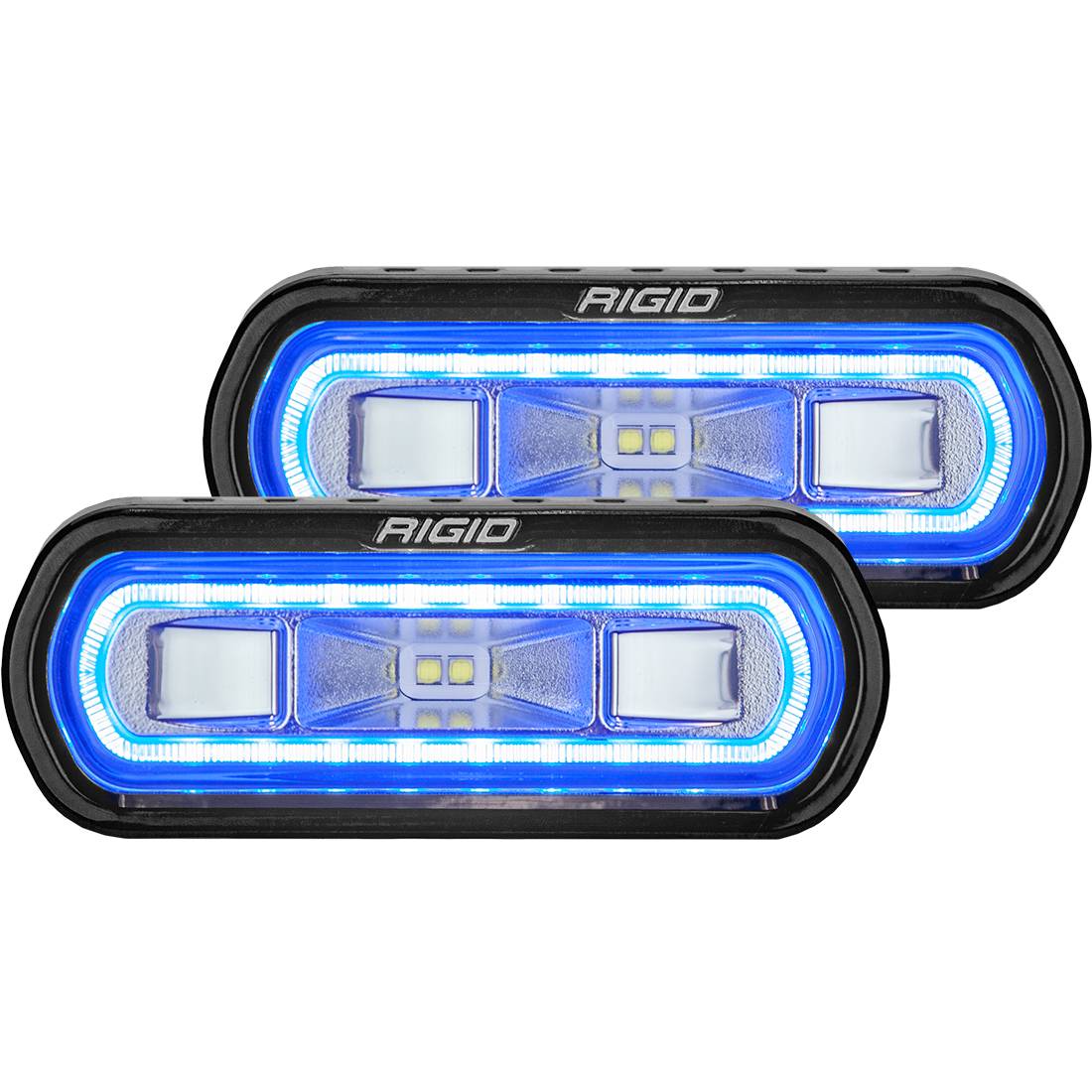 Image of Rigid Industries SR-L Series Off-Road Spreader Pod 3 Wire Surface Mount with Blue Halo Pair 53121