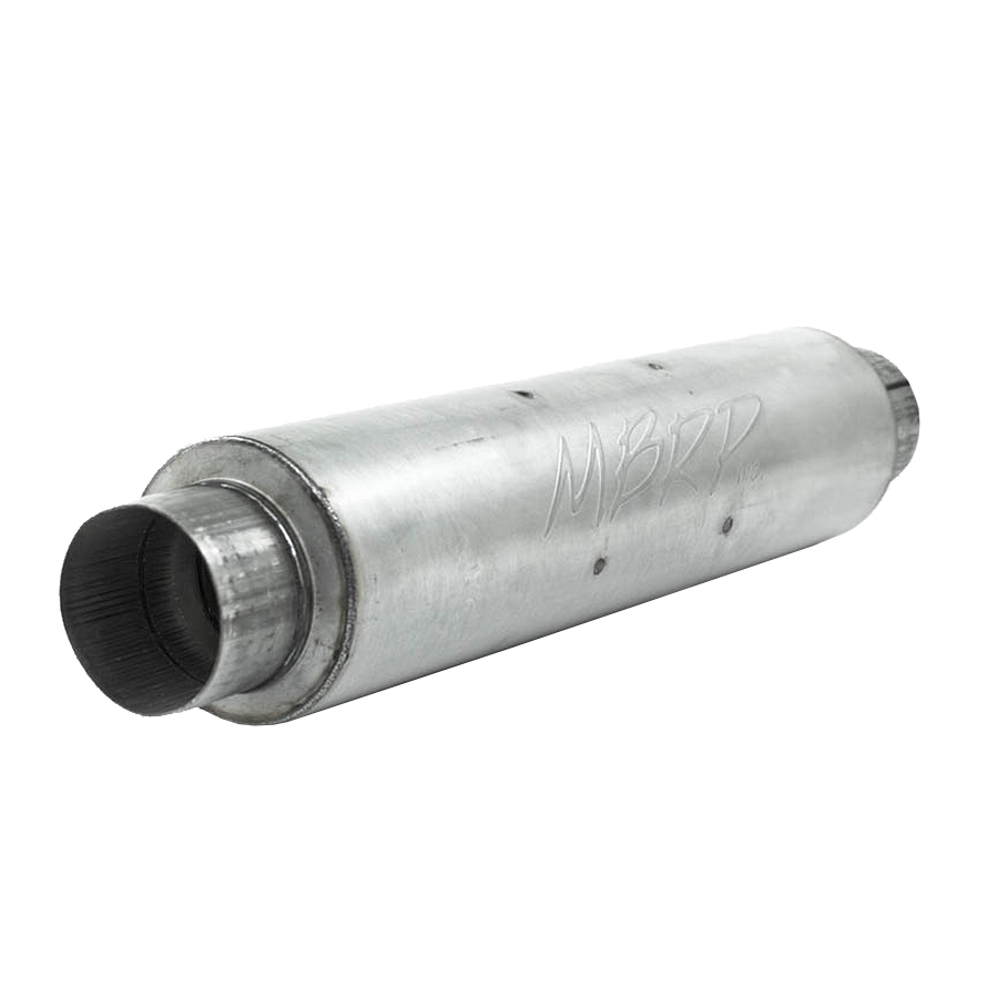 Image of MBRP 4 Inch Inlet/Outlet Quiet Tone Exhaust Muffler 24 Inch Body 6 Inch Diameter 30 Inch Overall Aluminized Steel M1004A