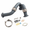 Image of Rudy's High Temp Ceramic Coated Heavy Duty 304 SS Up Pipe Kit & Turbo V-Band Clamp For 03-07 6.0 Powerstroke