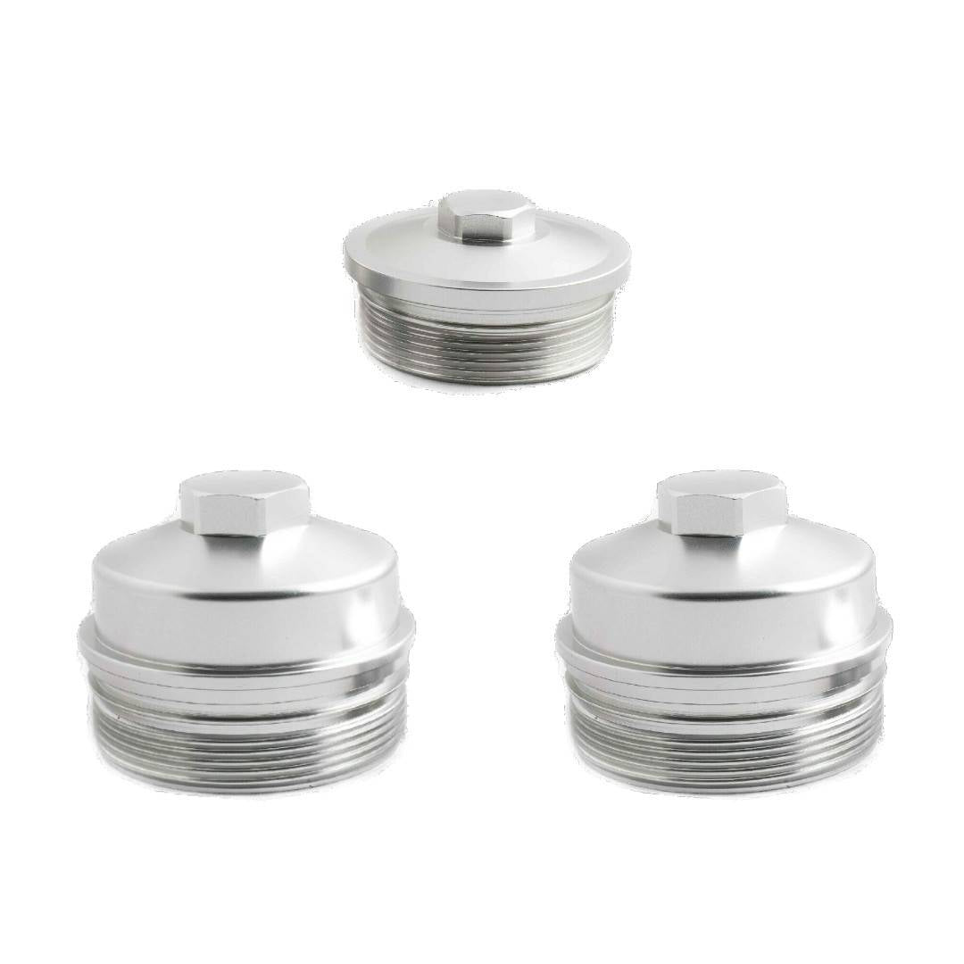 Image of Rudy's Billet Aluminum Oil/Fuel Filter Cap Set For 03-07 Ford 6.0L Powerstroke