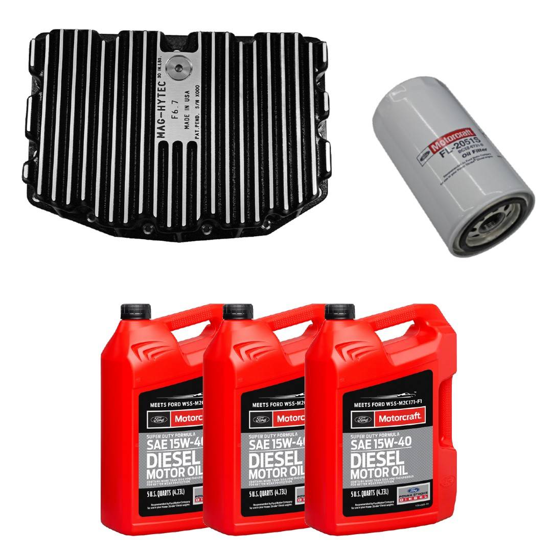 Image of Mag-Hytec Oil Pan W/ Motorcraft 15W-40 Oil/Filter For 11-21 6.7L Powerstroke