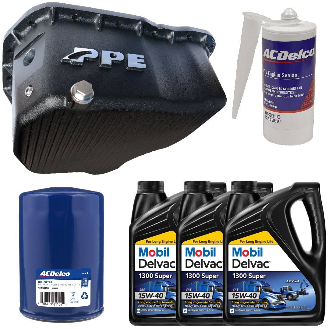 Oil Pan Kit Mobil Oil/Filter/Sealant/PPE Black Deep Pan For 0110 6.6L