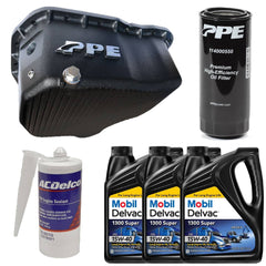 Image of Oil Pan Kit Mobil Oil/Sealant/PPE Black Deep Pan & Filter For 01-10 6.6L Duramax