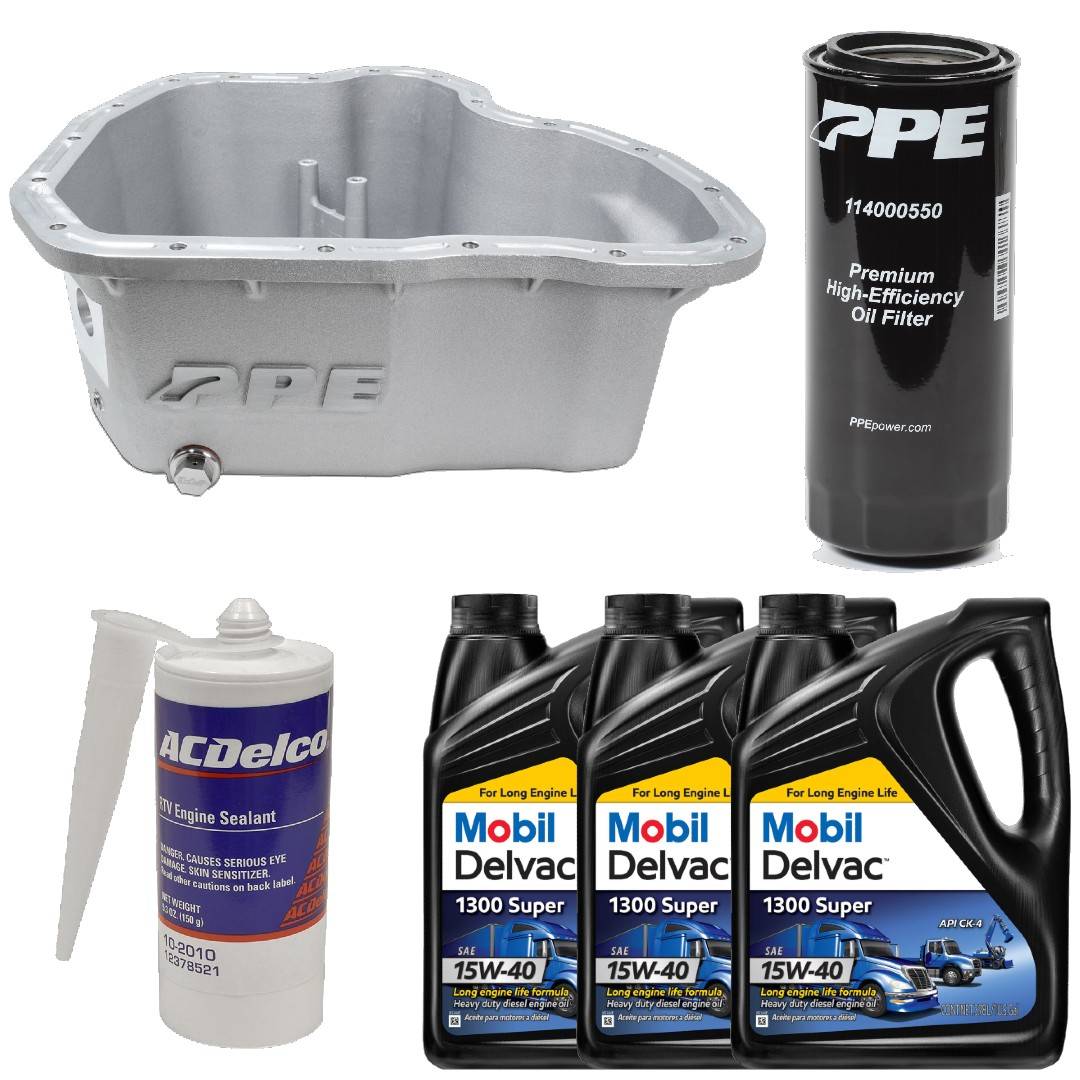 Image of Oil Pan Kit Mobil Oil/Sealant/PPE Raw Deep Pan & Filter For 11-16 6.6L Duramax