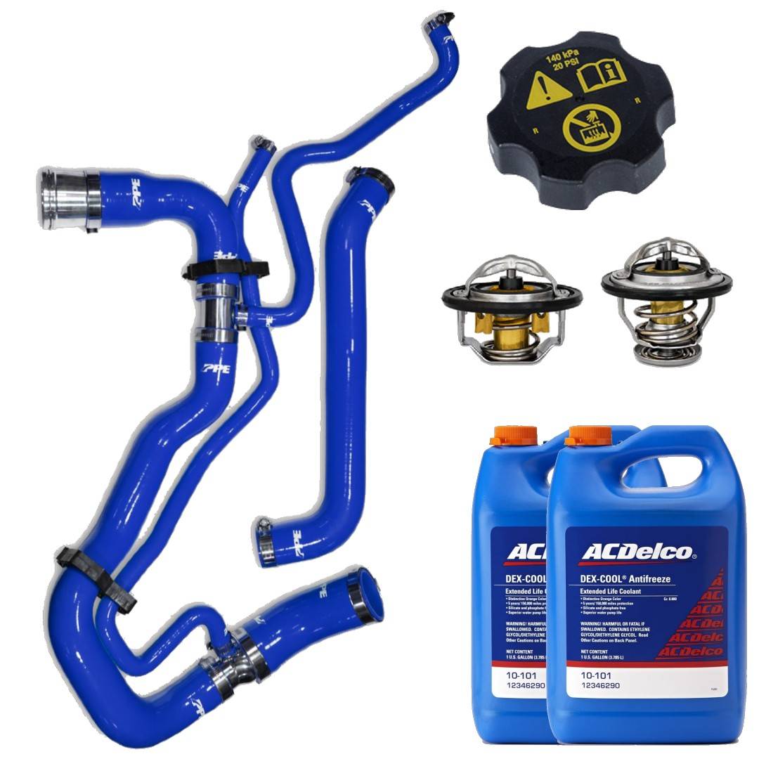 Image of PPE Blue Radiator Hose/Thermostats/ACDelco Coolant & Cap For 11-16 6.6L Duramax