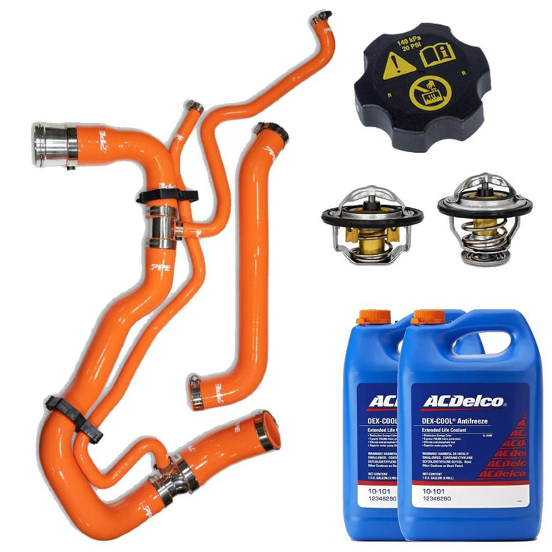 Image of PPE Orange Radiator Hose/Thermostat/ACDelco Coolant & Cap For 11-16 6.6L Duramax