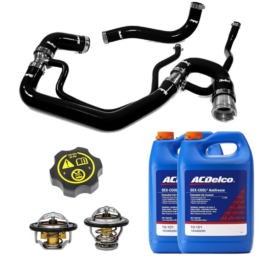 Image of PPE Black Radiator Hoses/Thermostats/GM Coolant & Cap For 07-10 6.6L Duramax LMM