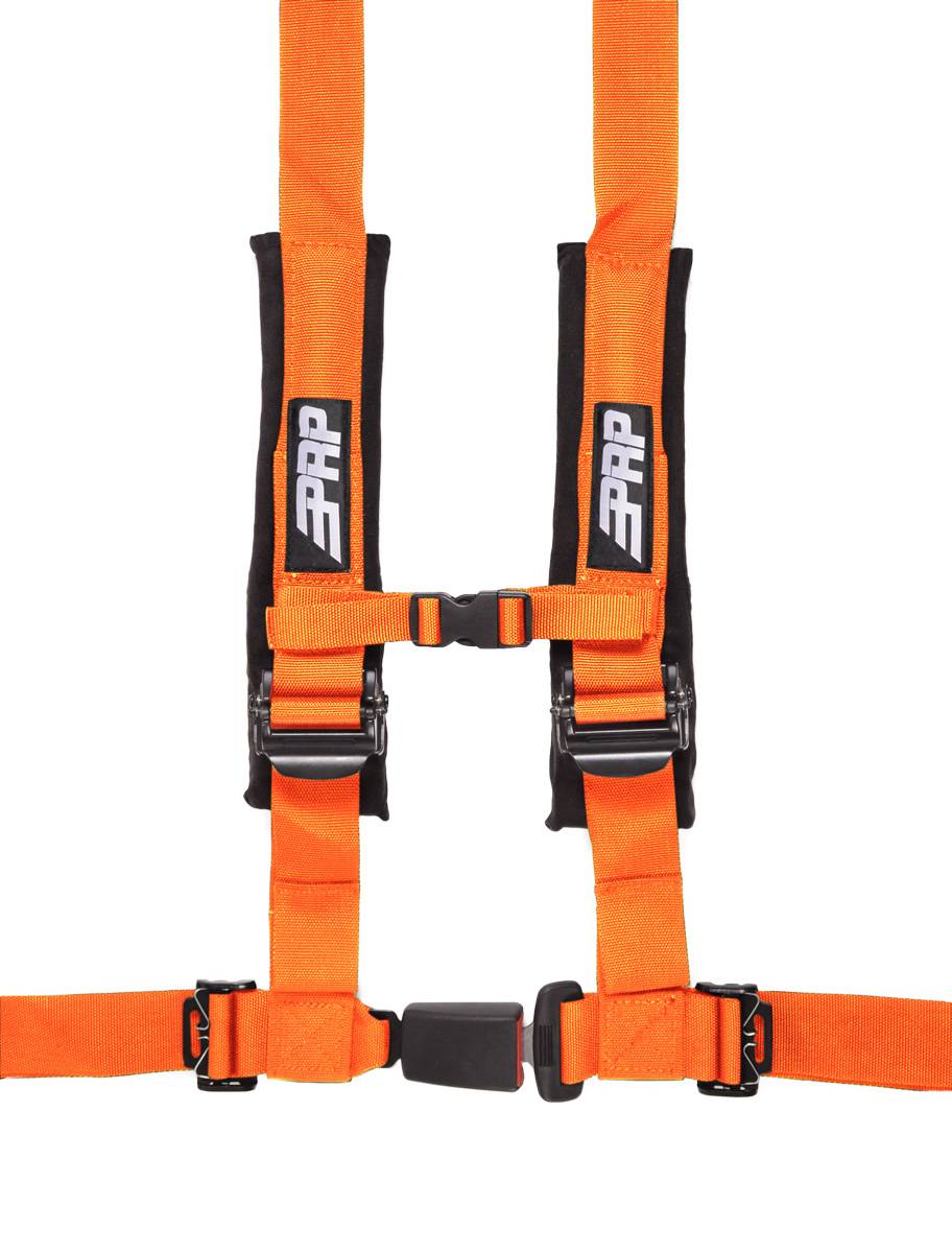 Image of PRP 4.2 Orange 4-Point Adjustable Harness 2" Belts & Sewn Pads Auto Style Latch