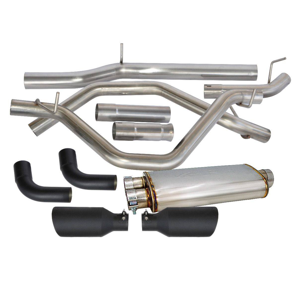 Image of PPE 304 SS Cat-Back Exhaust Kit Raw w/ Black Tips For 09-13 GMC/Chevy 1500 5.3L
