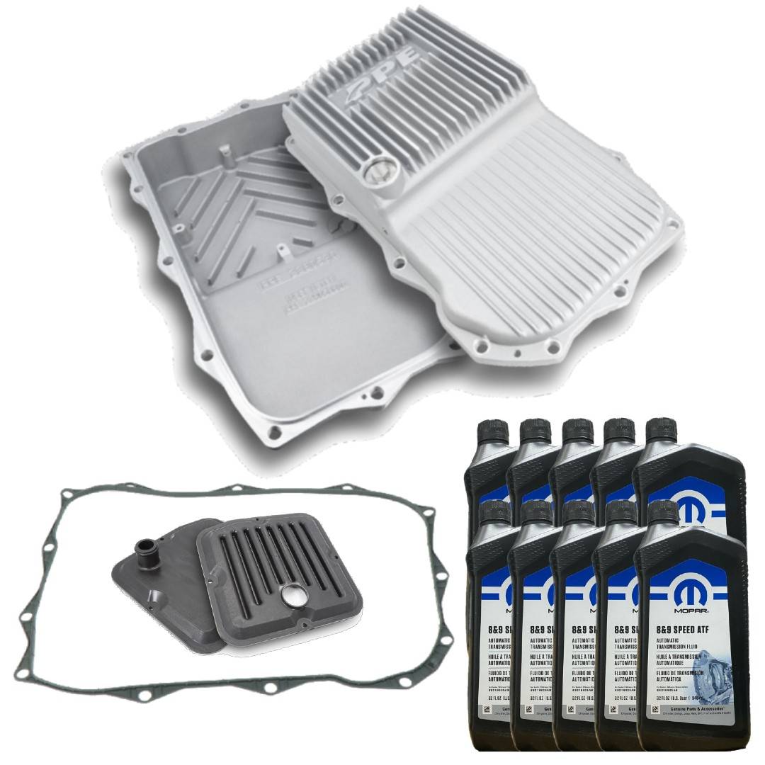 Image of MOPAR 8HP70/75 Transmission Service Kit & PPE Raw Deep Pan For 2013+ Ram 1500