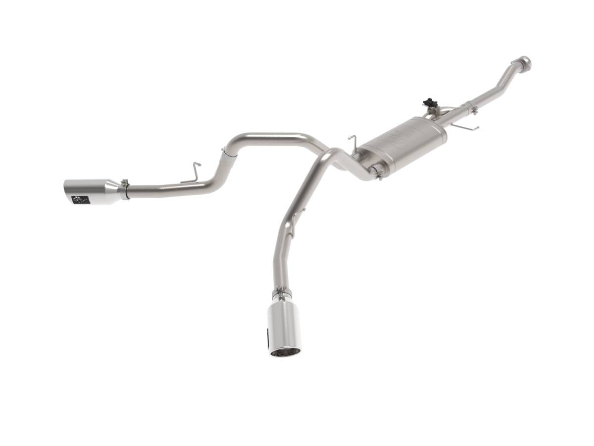 Image of aFe Gemini XV 3" 304 Stainless Steel Cat-Back Exhaust System w/ Cut-Out & Polished Tips For 2021+ Ford F-150 2.7L 3.5L 5.0L