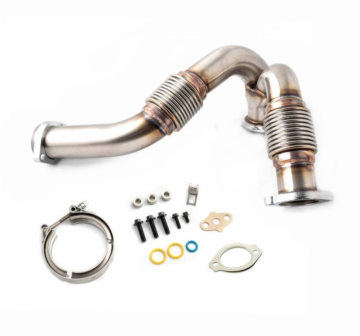 Image of Rudy's HD Bellowed Y-Pipe/Clamp/Install Kit For 2003-2007 Ford 6.0L Powerstroke