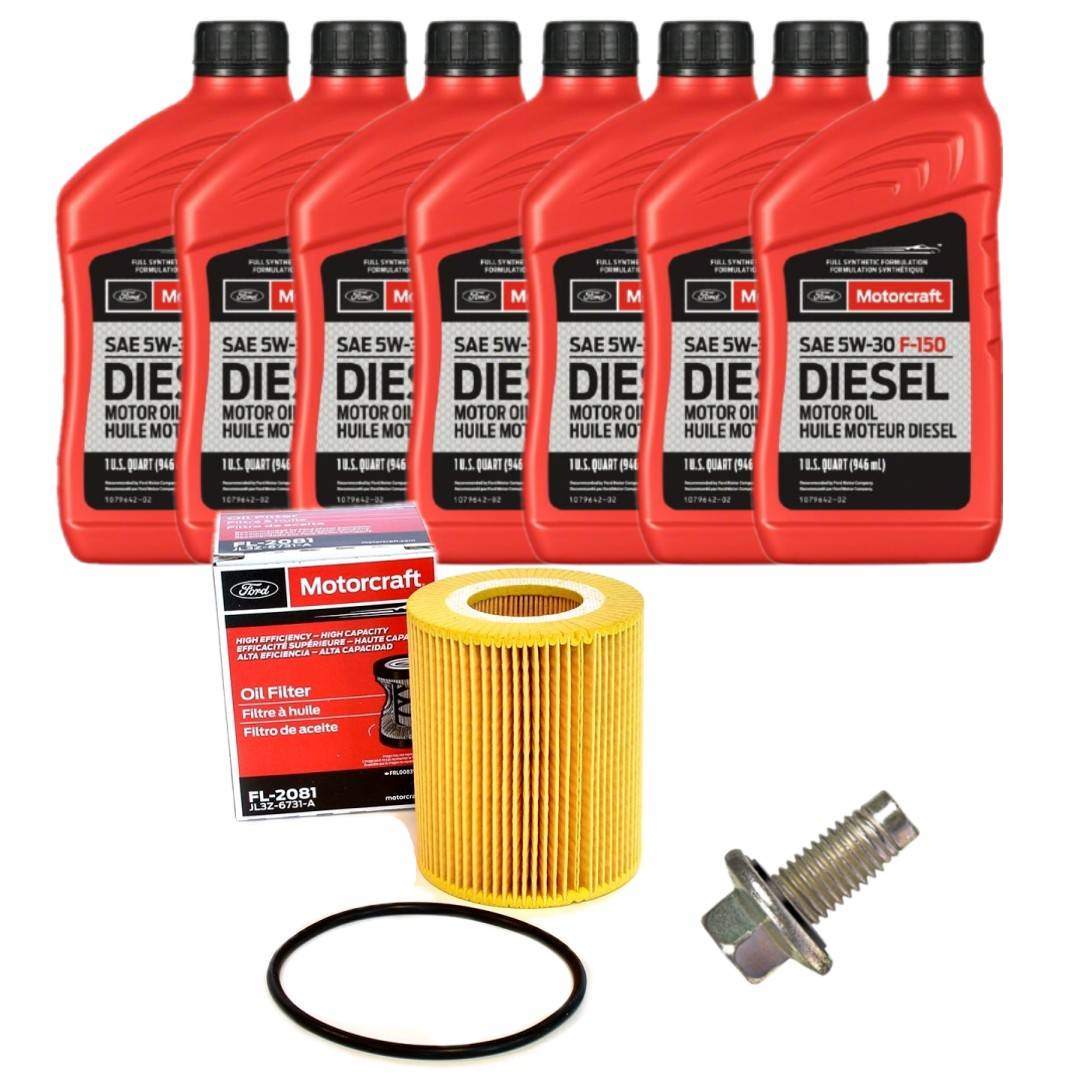 Image of Motorcraft Oil Change Kit W/ New Drain Plug For 18+ Ford F-150 3.0L Powerstroke